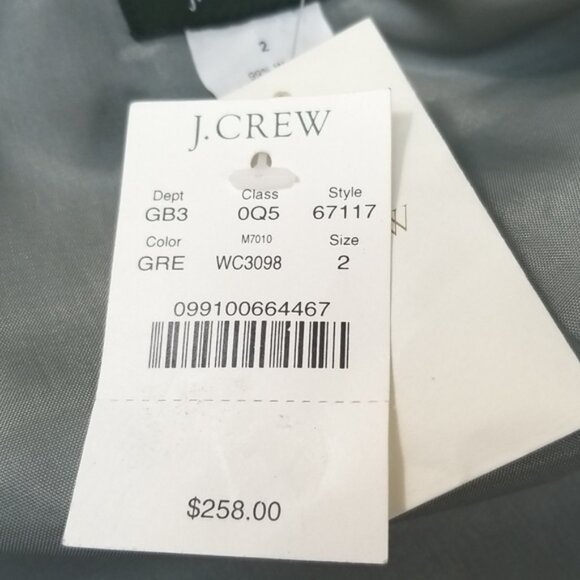 *NWT* J. CREW Gray Wool Blazer w/Thin Blue Strips, size 2 - Picture 9 of 10
